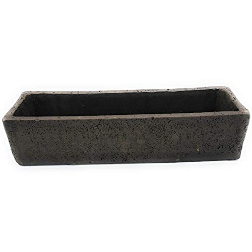 Jardinera de barro rustica jardin lisa ext. e int. 40x10x12cm