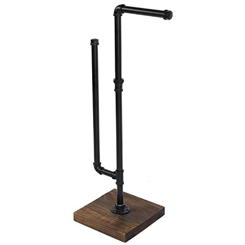 Mygift BATH0259BLK Industrial Metal Pipe & Burnt Wood With Single Toilet Paper Holder thumb #6