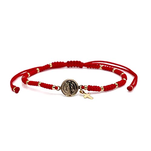 St Benedict Medal Adjustable Red String Pulsera San Benito