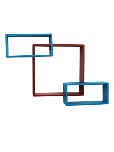 Image of Home Sparkle Wooden Wall Shelves (Red & Blue)
