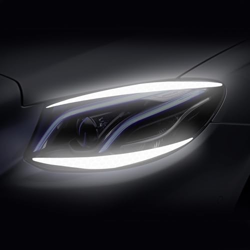 Image of 4 Pcs Reflective Eyeliner Car Decals-2 Pair Super Bright Vinyl Stickers for Headlights, High Reflective Car Headlight Eyelashes Sticker Cute Girl Car Accessory (White)