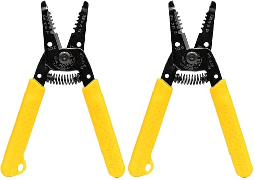 Image of IDEAL Electrical 45-120 T-5 T-Stripper - 10-20 AWG, Yellow Wire Stripper with Looping Holes, Plier Nose, Spring Loaded Automatic Opening (Pack of 2)