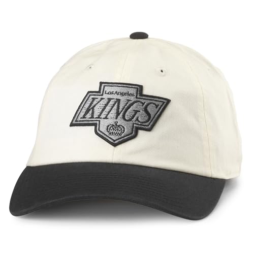 AMERICAN NEEDLE Los Angeles Kings Officially Licensed NHL Blue Line Adjustable Snapback Baseball Hat Ivory/Black (EM004A-LAK-IBLK)