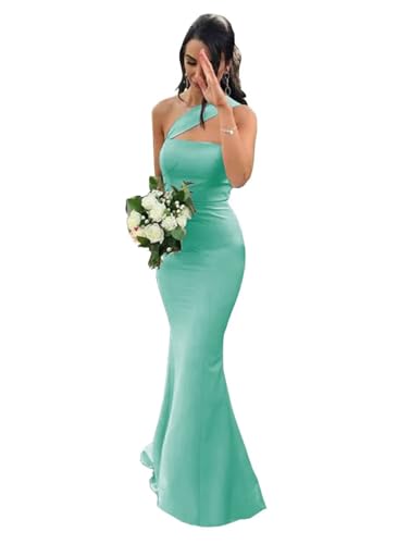 Image of Stretch Spandex Bridesmaid Dresses Long 2026 One Shoulder Formal Gowns for Women Mermaid Prom Wedding Guest Dress DR0194