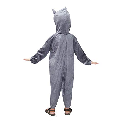 Image of Kaku Fancy Dresses Fleece Cat Cartoon Costume -Grey, 7-8 Years, For Boys & Girls