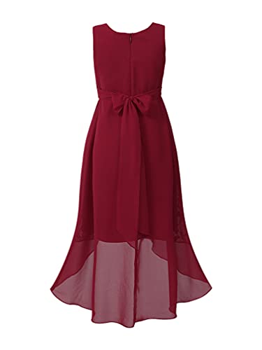 Sywiyi Kids Girls Floral Lace Wedding Junior Bridesmaid Dress High Low Chiffon Pageant Ball Gown2