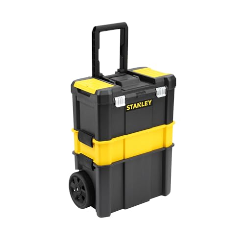 STANLEY Caja de Herramientas Rodante Esencial, Taller Móvil 3 en 1 con Unidades Apilables, Solución Portátil para Herramientas, STST1-80151 STANLEY Caja de Herramientas Rodante Esencial, Taller Móvil 3 en 1 con Unidades Apilables, Solución Portátil para Herramientas, STST1-80151