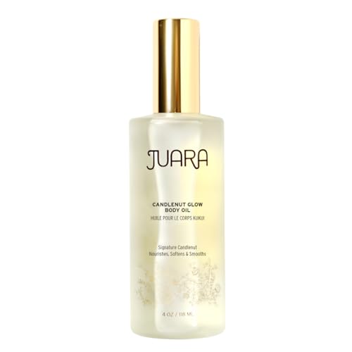 Juara Candlenut Glow Body Oil - Lightweight Dry Oil with Coconut & Moringa - Hydrating Body Moisturizer for Dewy Luminous Skin - Fast Absorbing Non-Greasy Formula - Natural Botanical Blend
