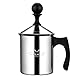 MERMOO YILAN Milchaufschäumer 304 Edelstahl Milchschäumer Doppelsieb, Kalt/Hot Schaum für Lattte, Cappuccino, leicht zu reinigen, perfekt für Reise Camping Büro (Silber)