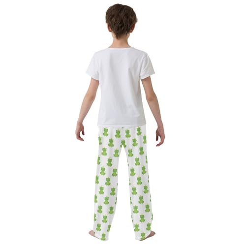 ZZXXB Funny Frog with Crown Boys Long Pants Soft Trousers Elastic Waist Kids Lounge Bottoms with Pockets S-XL3