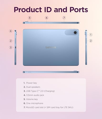 تابلت لينوفو، 10 بوصة، لون لونا جراي، معالج ميديا تك® جي 85 أو سي 2.0 جيجاهرتز، ذاكرة عشوائية 4GB، سعة تخزين 128GB، واي فاي، بطارية 5100 مللي أمبير، رقم الطراز TB311FU، مع حافظة شفافة، ZAEH0045SA