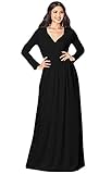 KOH KOH Plus Size Womens Long Sleeve Sleeves Empire Waist Floor-Length Cocktail Elegant Evening Fall...