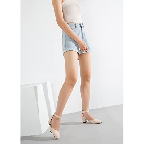 Closed Toe Heels for Women Pointed Toe Heels Low Block Chunky Pumps Ankle Strap D'Orsay Wedding Party Dress Shoes3