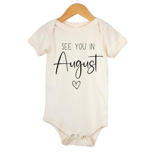 See You in August Baby Onesie – Pregnancy Announcement Outfit – Coming Soon Natural Baby Bodysuit – Gender Neutral Baby Gift
