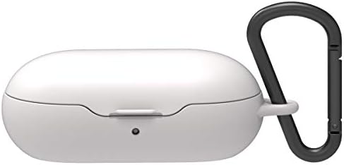 Keyanswer PC Case for Galaxy Buds Wireless 2019 / Galaxy Buds+ Plus 2020, Hard Protective Ring Case with Carabiner, Full Body Protection, Egg Case (White)