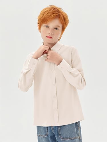 Boys Long Sleeve Dress Shirts Kids Classic Collared Button-Down Shirt School Uniform Shirts 5-14 Years3
