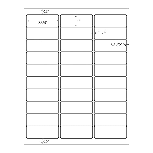 LabelMore 30 up Labels 1" X 2-5/8" Shipping Address FBA Labels for Laser and Inkjet Printers (2000 Sheets / 60000 Labels)
