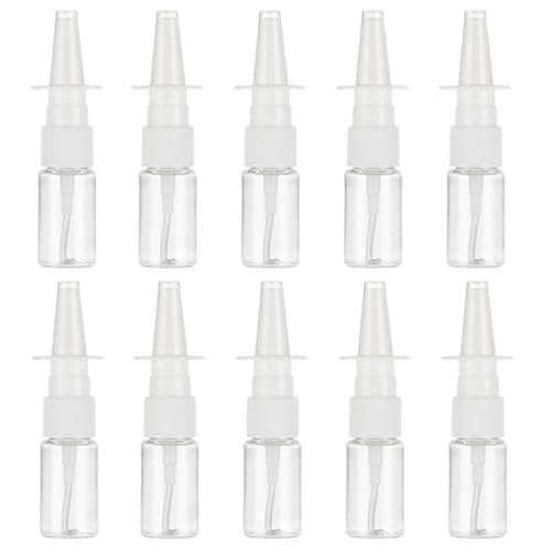 OUDQFCJ Botellas de Aerosol Nasal 10 piezas 10ml, Botella de spray nasal reutilizable,pulverizador nasal de plástico fino, Vacía Botellas de Pulverizador con Embudo，aceites esenciales (transparencia）
