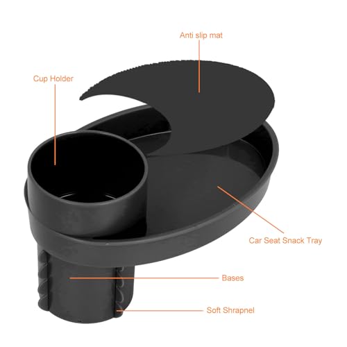 Image of Keenso Car Seat Snack Tray,Portable Travel Rotating Cup Holder Plate for Car Seats, Booster,Stroller (#11)
