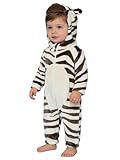 Manyakai Disfraz de Mono de Bebés Unisex Mameluco de Animal Invierno Otoño de Franela Cálido Pijamas con Capucha Disfraz Monstruo Traje de Cosplay 12 Meses-6 Años Cebra 12-18 meses