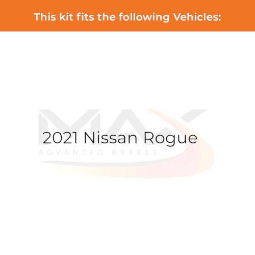 Image of Max Advanced Brakes Front Brake Kit Compatible With 2021 Nissan Rogue Replacement Cross Drilled Disc Brake Rotors and Ceramic Brake Pads