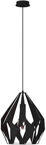 Miniatura 6 de Eglo Lighting 49255A - Colgante de una luz, color negro y plateado