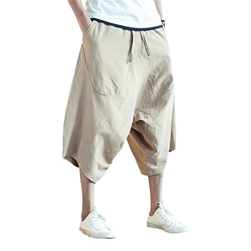 Short en coton et lin pour homme respirant style jogging vintage XL