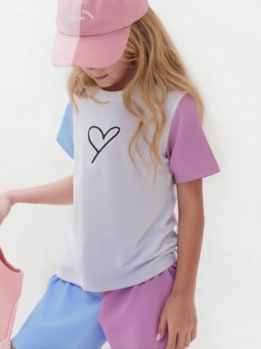 Image of Cakaner Toddler Kids Girl Clothes Floral Letter Graphic Top + Shorts 2PC Girls Summer Short Set