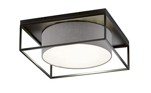 Fischer & Honsel | Deckenleuchte, Carre | sandschwarz| Stoffschirm| grau Leinen/weiß| Acrylblende| weiß satiniert| L: 50,00 cm, B: 50,00 cm| Ausl. Decke: 18,00 cm| 3x E14 max. 25,0 Watt| 21328 Fischer & Honsel | Deckenleuchte, Carre | sandschwarz| Stoffschirm| grau Leinen/weiß| Acrylblende| weiß satiniert| L: 50,00 cm, B: 50,00 cm| Ausl. Decke: 18,00 cm| 3x E14 max. 25,0 Watt| 21328