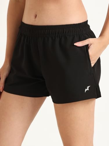 Image of Women's Athletic Running Shorts, Quick-Dry Lightweight Fabric, Elastic Waistband with Inner Drawstring, Side Pockets