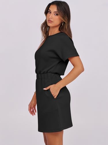 ANRABESS Womens Dresses 2025 Summer Casual Short Sleeve Crew Neck Elastic Waist Mini T Shirt Dress with Pockets4