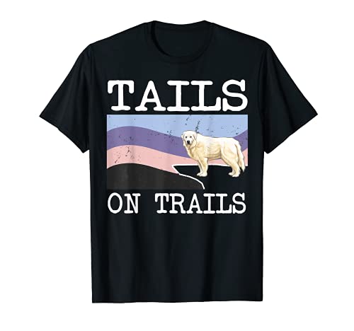 Great Pyrenee Tails On Trails Funny Dog Hiking T-Shirt, Black