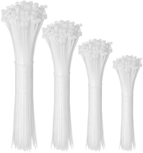DUNSOO Kabelbinder, Kabelbinder Weiß Set, Kabelbinder UV Beständig Temperaturbeständig, Chemische Resistenz Heavy Duty Starke Zip Ties (100/150/200/300mm(200 Stück))