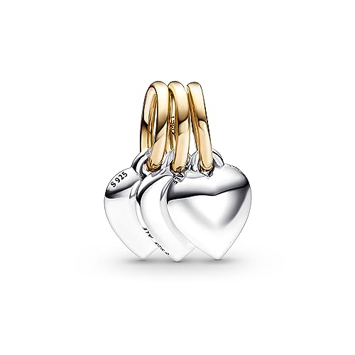 Miniatura 2 de Pandora Moments Colgante Divisible Con Diseño De 3 Corazones En Plata De Ley Y Chapado En Oro De 14 Quilates