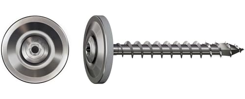 SPAX Lot de 80 vis étanches avec rondelle d'étanchéité (Ø 15 mm), 4,5 x 45 mm, tête fraisée bombée, en acier inoxydable A2, filetage complet