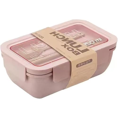 弁当箱 男子 お弁当箱 女性 一段 850ml おべんとう箱 bento box 大容量 おべんとう箱 お弁当箱 ランチバッグ 仕切り付 べんとう箱 保温弁当箱 麦わら繊維 ランチジャー 漏れ防止 高校生 通勤 保存容器 電子 レンジ 対応 (ピンク)