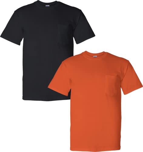 Gildan t-shirt travail DryBlend homme poche 2-pack noir/orange