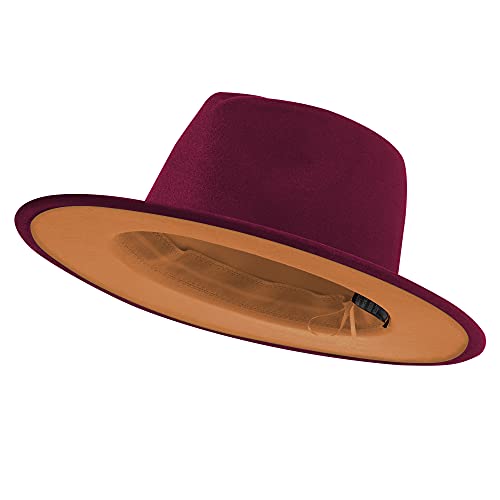 Image of jingsha Fedora Hats for Men & Women Wide Brim Fedora Felt Panama Hat Men's Dress Hats with Belt Buckle