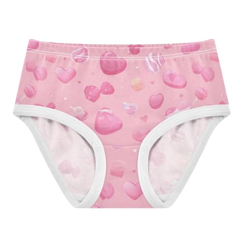 Wusikd Pink Hearts Girls' Underwear Cotton Candy Girls Briefs Soft Toddler Underwear 2T