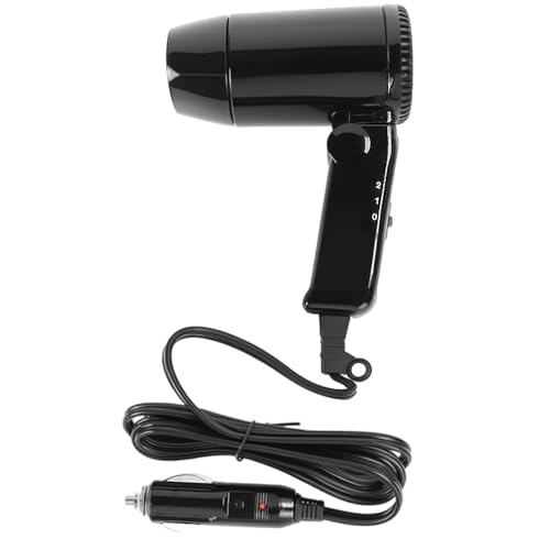 Riloer Asciugacapelli pieghevole caldo e freddo per auto da 12 V, 200W, da viaggio, riscaldatore per auto, eliminatore di nebbia
