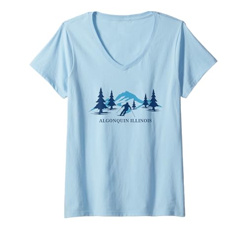 Mujer Algonquin Illinois ski Resort Esquiador Camiseta Cuello V