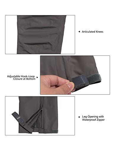 Little Donkey Andy Men's Waterproof Lightweight Rain Pants Breathable Windproof Hiking Golf Fishing Pants Pewter S #TOP3
