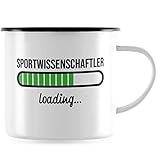 JUNIWORDS Emaille-Tasse, Sportwissenschaftler loading, Schwarzer Tassenrand (6216886)