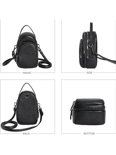 Small Genuine Leather Crossbody Bags for Women 3 Compartment Cell Phone Crossbody Purses with Card Slots3