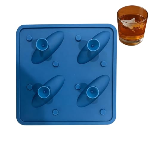 Ice Molds Silicone - 4 Cavity Funny Shark Nonstick | 3d Animal Cocktail Ice Molds, Freezer Cube Tray, Kitchen Drink Accessory fo