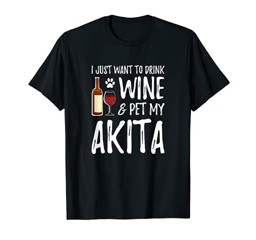 T-shirt Wine and Akita pour chien Akita T-Shirt