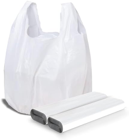 LimonLaviu Plastic Bags - 100Pack (25 mic thickness) (11.5'x 6.5" x 21') with Handles - Small Business & Grocery Bags in Bulk - Heavy Duty, Unscented