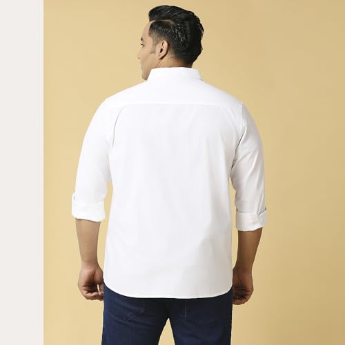 Image of Thomas Scott Men's Plus Size Cotton Casual Shirt | Regular Fit | Long Sleeves | Spread Collar | Solid | Soft & Breathable | Everyday Comfort Shirt for Men