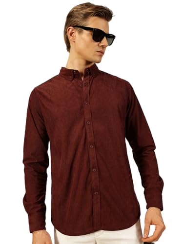 Image of Thomas Scott Men's | Solid | Full Sleeve | Slim Fit | Polyester-Blend | Button Down | Casual Shirt