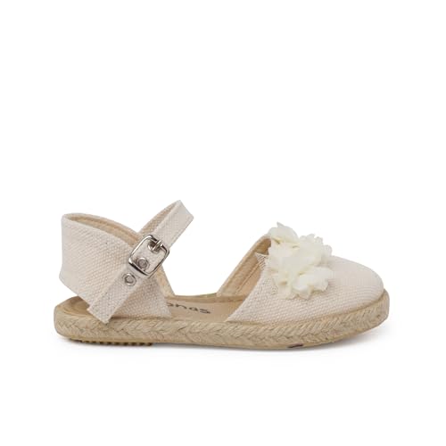 Pisamonas Alpargatas Ceremonia Flores Organza Talla 21 Color Crudo